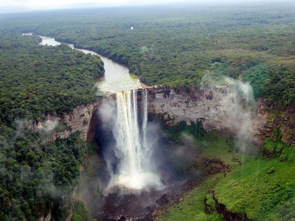 Aerial view of Kaieteur Falls in Guyana